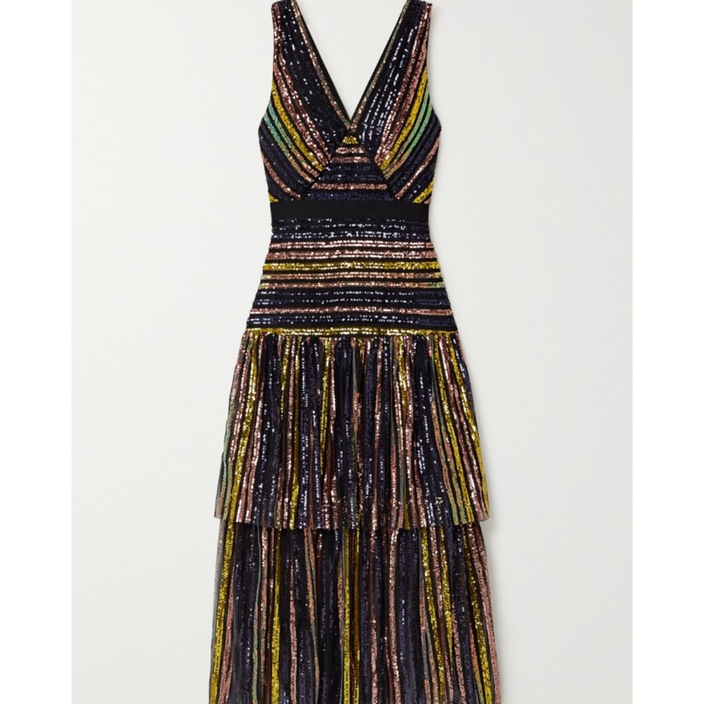 SELF-PORTRAIT tiered striped sequined tulle dress - Picture 4 of 8
